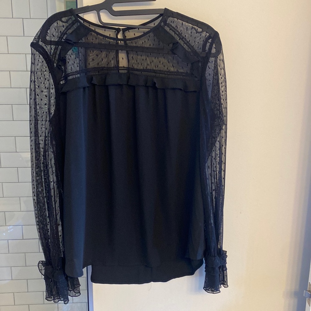 Loft black dress shirt with detailed sleeves